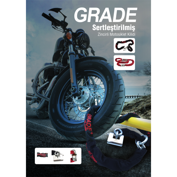 13mm GRADE Plus Motosiklet Kilidi Kesilmez Sertleştirilmiş Zincirli Yeni Ekstra Sertleştirilmiş Kilidi İle - Üreticiden Doğrudan Satış